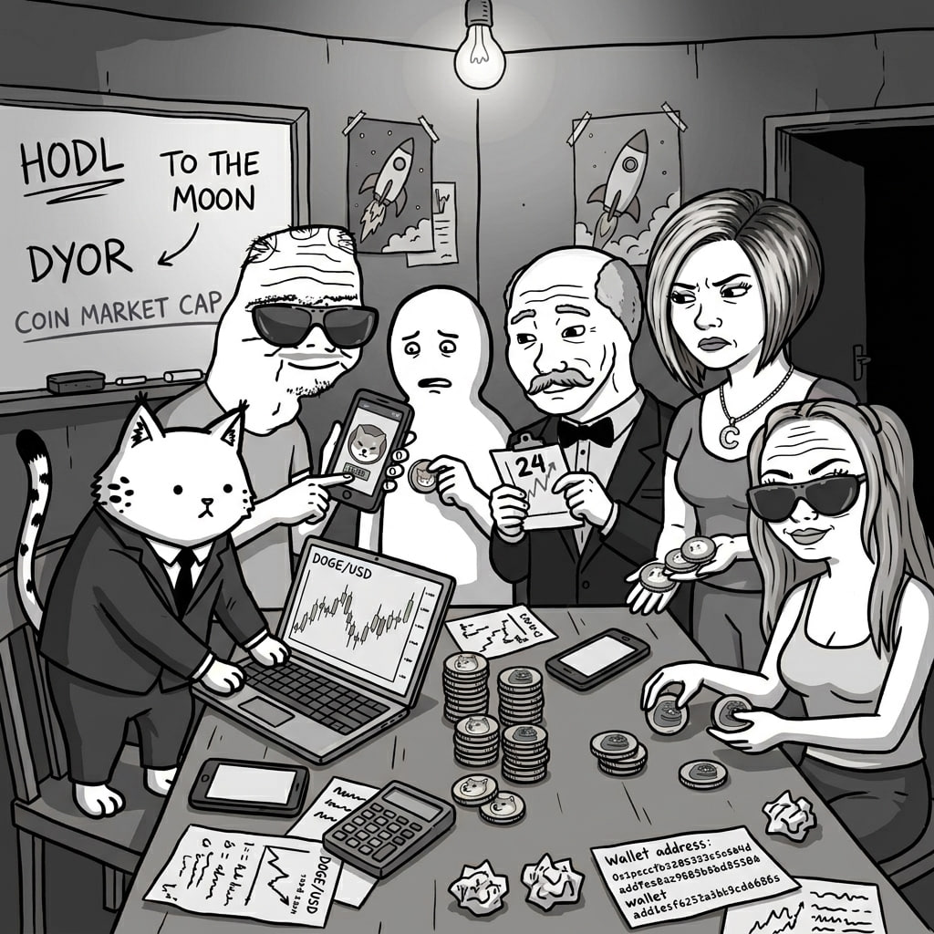 The gang gathered around the market making decisions